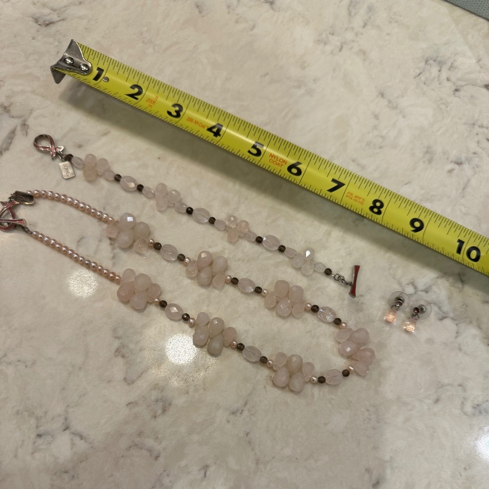 3-Piece Set Carolee Rose & Smoky Quartz (Earrings/Necklace/Bracelet)